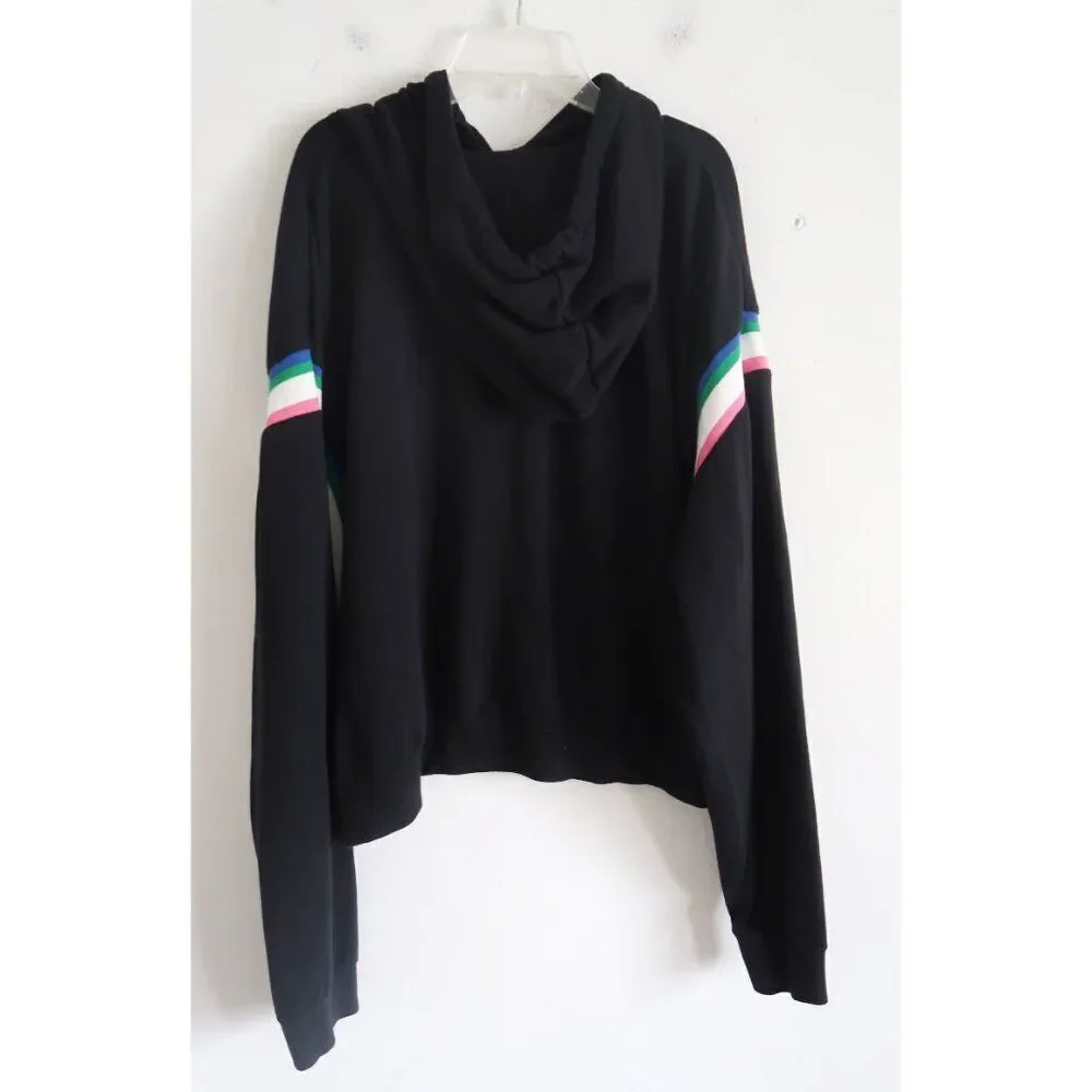 Nike Sportswear Black Hoodie with Striped Sleeves - Size XL